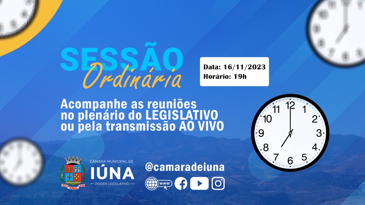 Câmara Municipal fará 29ª Sessão Ordinária nesta quinta-feira (16)