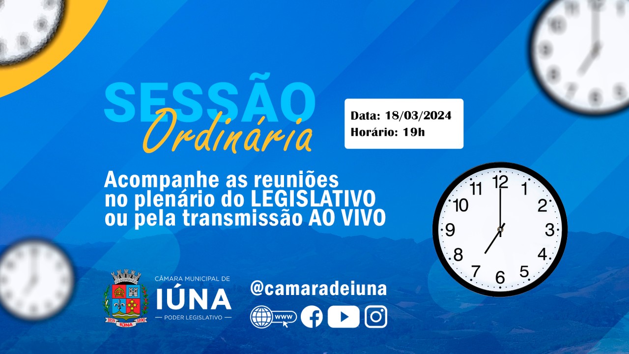 Câmara Municipal de Iúna convoca vereadores para 5ª Sessão Ordinária