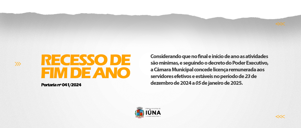 Câmara Municipal entra em recesso de fim de ano a partir da próxima segunda-feira (23)