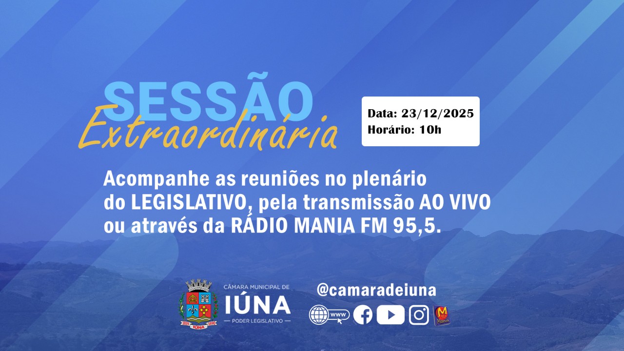 Câmara Municipal convoca vereadores para a 4ª Sessão Extraordinária