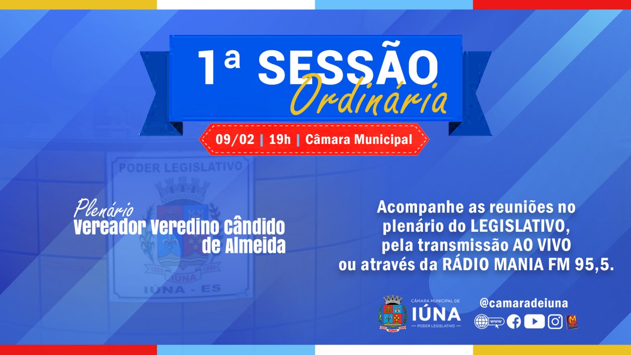 Legislativo de Iúna realiza 1ª Sessão Ordinária na próxima segunda-feira (09)