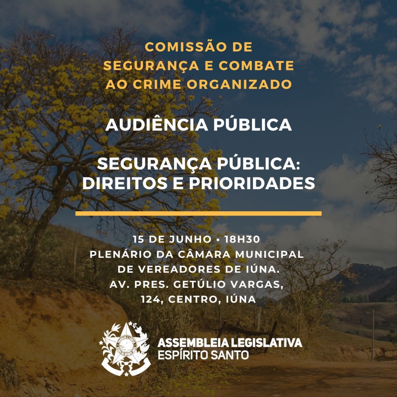 Segurança do Caparaó será debatida em audiência pública nesta quinta-feira (15) Segurança do Caparaó será debatida em audiência pública nesta quinta-feira (15)
