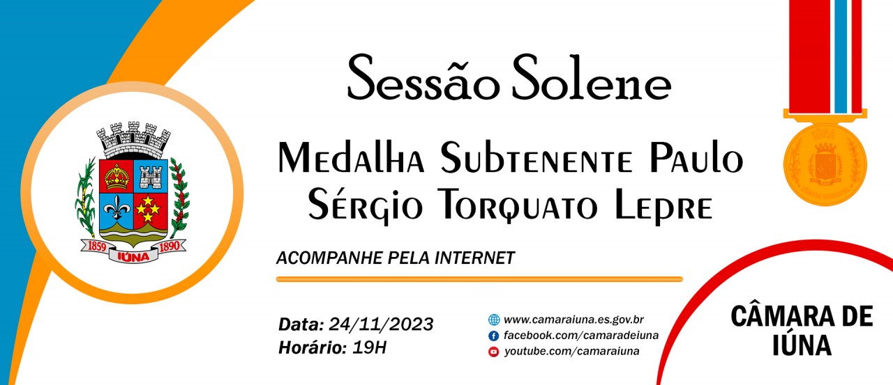 Câmara de Iúna fará entrega da medalha Subtenente Paulo Sérgio Torquato Lepre nesta sexta-feira (24)