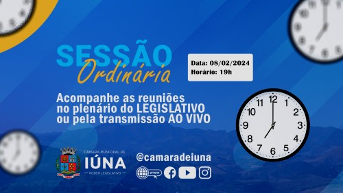 Vereadores de Iúna se reúnem nesta quinta-feira para 1º Sessão Ordinária do ano Vereadores de Iúna se reúnem nesta quinta-feira para 1º Sessão Ordinária do ano