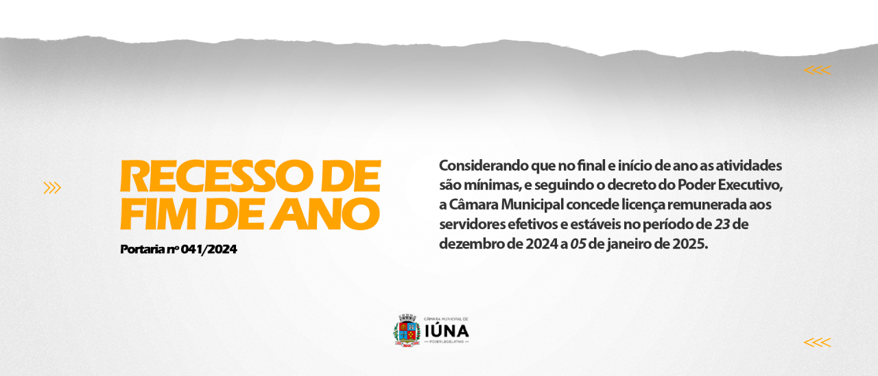 Câmara Municipal entra em recesso de fim de ano a partir da próxima segunda-feira (23) Câmara Municipal entra em recesso de fim de ano a partir da próxima segunda-feira (23)