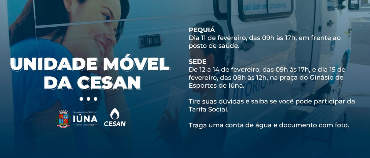 Cesan estará com unidade móvel em Iúna na próxima semana Cesan estará com unidade móvel em Iúna na próxima semana