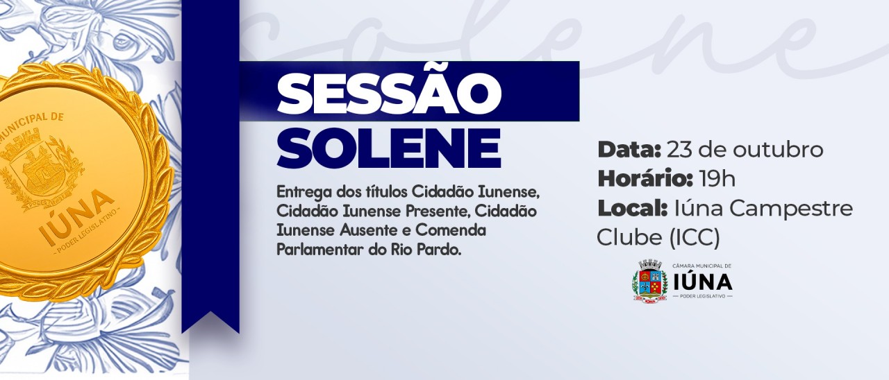 Câmara Municipal fará Sessão Solene para entrega do Título Cidadão Iunense nesta quinta-feira (23) Câmara Municipal fará Sessão Solene para entrega do Título Cidadão Iunense nesta quinta-feira (23)