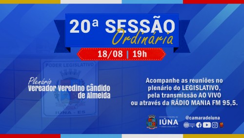 Câmara Municipal convoca vereadores para 20ª Sessão Ordinária Câmara Municipal convoca vereadores para 20ª Sessão Ordinária
