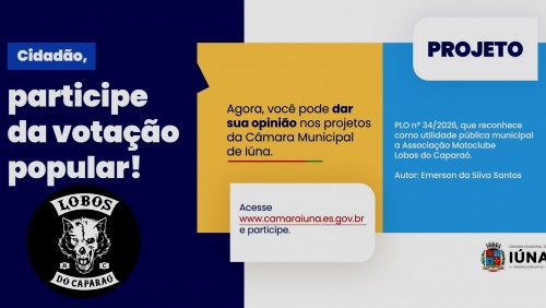 Câmara de Iúna abre votação popular sobre projeto que concede utilidade pública ao Motoclube Lobos do Caparaó Câmara de Iúna abre votação popular sobre projeto que concede utilidade pública ao Motoclube Lobos do Caparaó